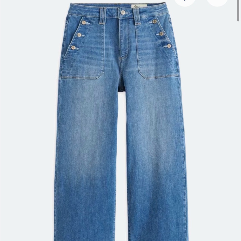 Classic High-Waist Wide-Leg Blue Jeans - Picture 4 of 5